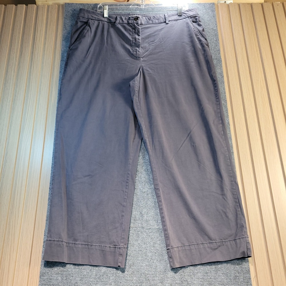 Elizabeth and James Wide Leg Trousers Womens 16 Grey Good Cropped Cotton Chino